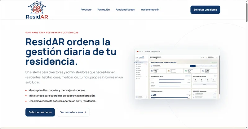 ResidAR page featuring its management dashboard